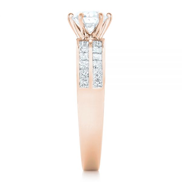 14k Rose Gold 14k Rose Gold Custom Princess Cut Diamond Engagement Ring - Side View -  102399
