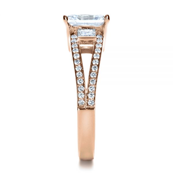 14k Rose Gold 14k Rose Gold Custom Princess Cut Diamond Engagement Ring - Side View - 1208