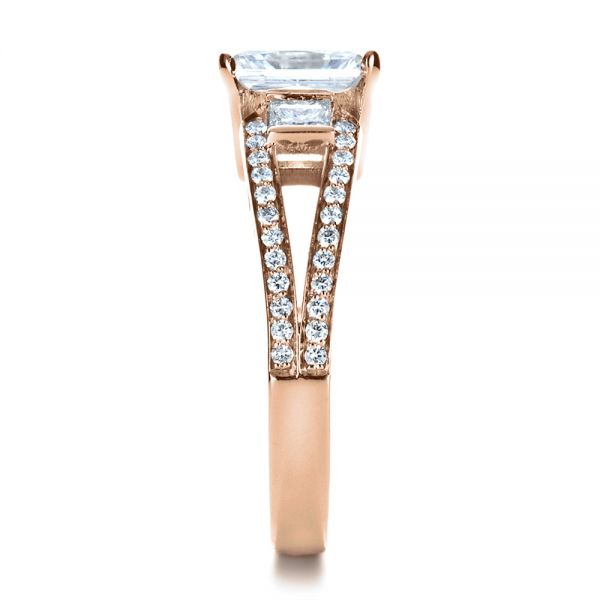 18k Rose Gold 18k Rose Gold Custom Princess Cut Diamond Engagement Ring - Side View -  1208