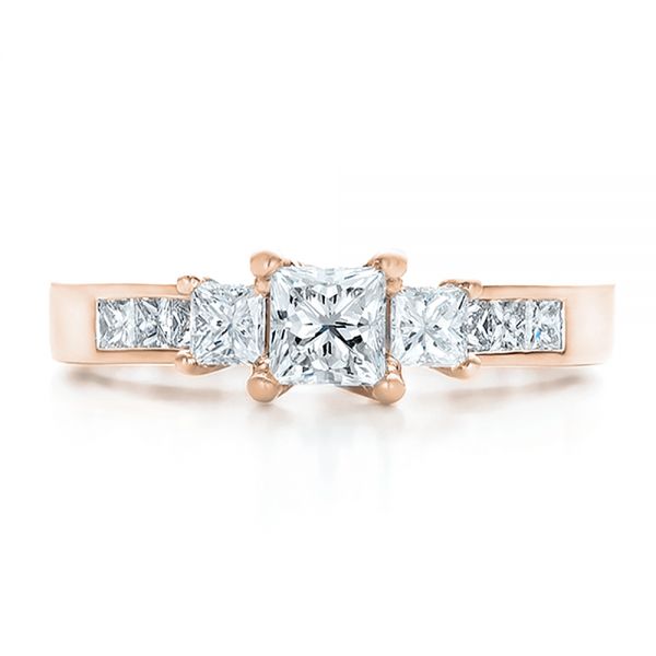 18k Rose Gold 18k Rose Gold Custom Princess Cut Diamond Engagement Ring - Top View -  100632