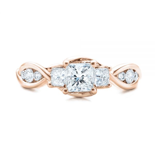 14k Rose Gold 14k Rose Gold Custom Princess Cut Diamond Engagement Ring - Top View - 101223