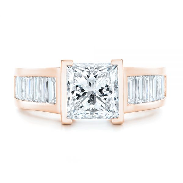 18k Rose Gold 18k Rose Gold Custom Princess Cut Diamond Engagement Ring - Top View -  102536