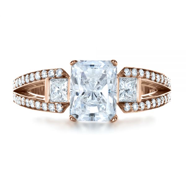 18k Rose Gold 18k Rose Gold Custom Princess Cut Diamond Engagement Ring - Top View -  1208