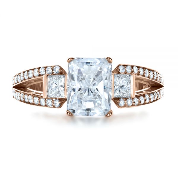 14k Rose Gold 14k Rose Gold Custom Princess Cut Diamond Engagement Ring - Top View - 1208