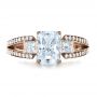 18k Rose Gold 18k Rose Gold Custom Princess Cut Diamond Engagement Ring - Top View -  1208 - Thumbnail