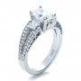 18k White Gold Custom Princess Cut Diamond Engagement Ring - Three-Quarter View -  1208 - Thumbnail