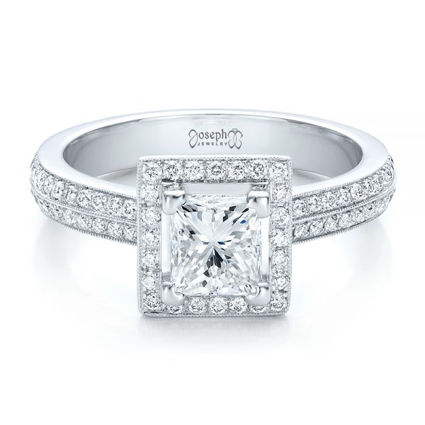 Platinum Platinum Custom Princess Cut Diamond Engagement Ring - Flat View - 100250