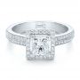 14k White Gold Custom Princess Cut Diamond Engagement Ring - Flat View -  100250 - Thumbnail