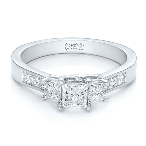  Platinum Custom Princess Cut Diamond Engagement Ring - Flat View -  100632