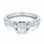18k White Gold Custom Princess Cut Diamond Engagement Ring - Flat View -  100778 - Thumbnail