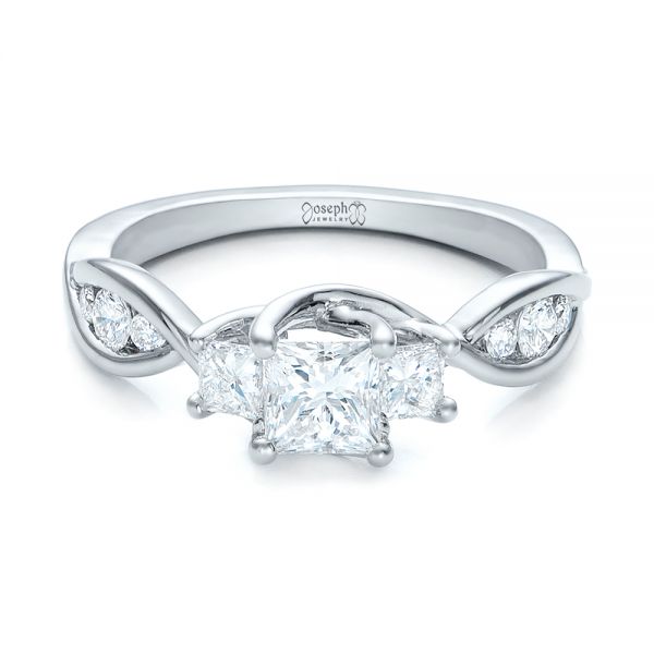  Platinum Platinum Custom Princess Cut Diamond Engagement Ring - Flat View -  101223