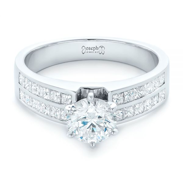 14k White Gold Custom Princess Cut Diamond Engagement Ring - Flat View -  102399