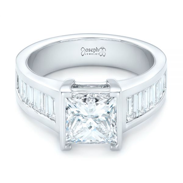 18k White Gold 18k White Gold Custom Princess Cut Diamond Engagement Ring - Flat View -  102536