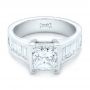 14k White Gold Custom Princess Cut Diamond Engagement Ring - Flat View -  102536 - Thumbnail