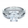 18k White Gold Custom Princess Cut Diamond Engagement Ring - Flat View -  1208 - Thumbnail