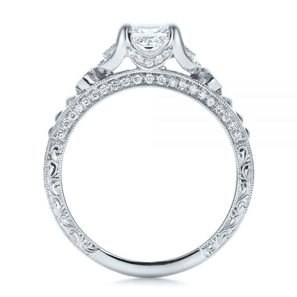 14k White Gold 14k White Gold Custom Princess Cut Diamond Engagement Ring - Front View -  100778