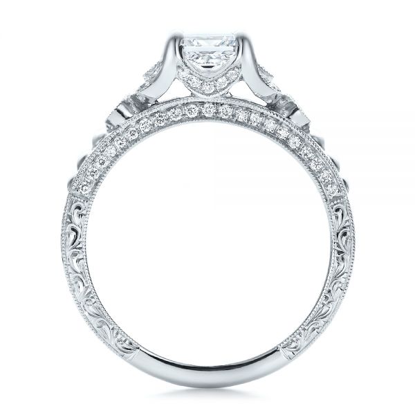 18k White Gold Custom Princess Cut Diamond Engagement Ring - Front View - 100778