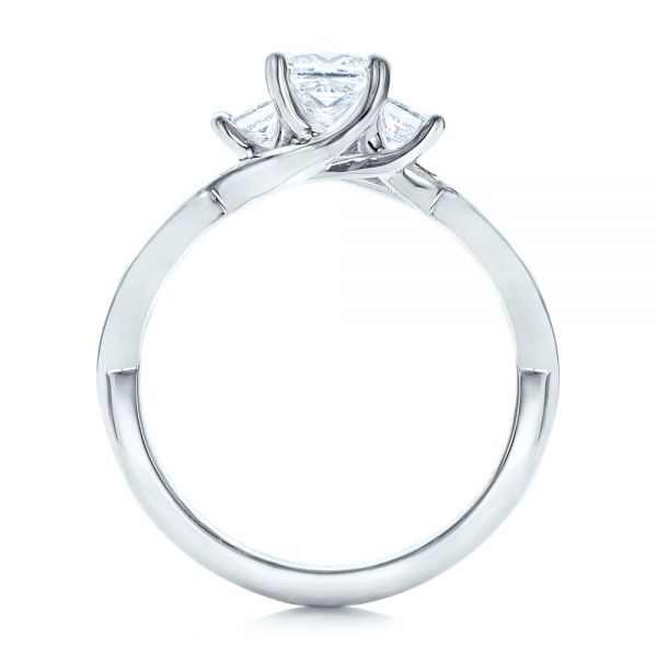 14k White Gold Custom Princess Cut Diamond Engagement Ring - Front View -  101223