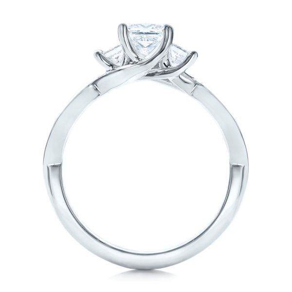 14k White Gold Custom Princess Cut Diamond Engagement Ring - Front View - 101223
