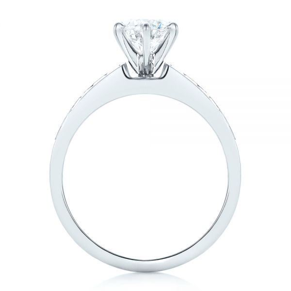 14k White Gold Custom Princess Cut Diamond Engagement Ring - Front View -  102399