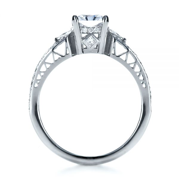 18k White Gold Custom Princess Cut Diamond Engagement Ring - Front View - 1208