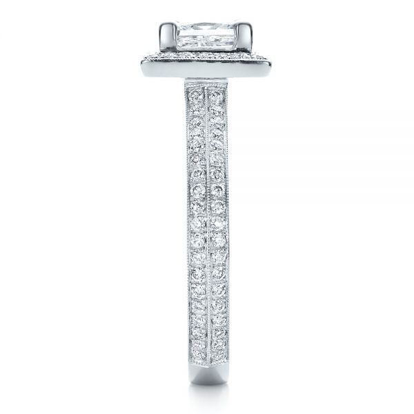 14k White Gold Custom Princess Cut Diamond Engagement Ring - Side View -  100250