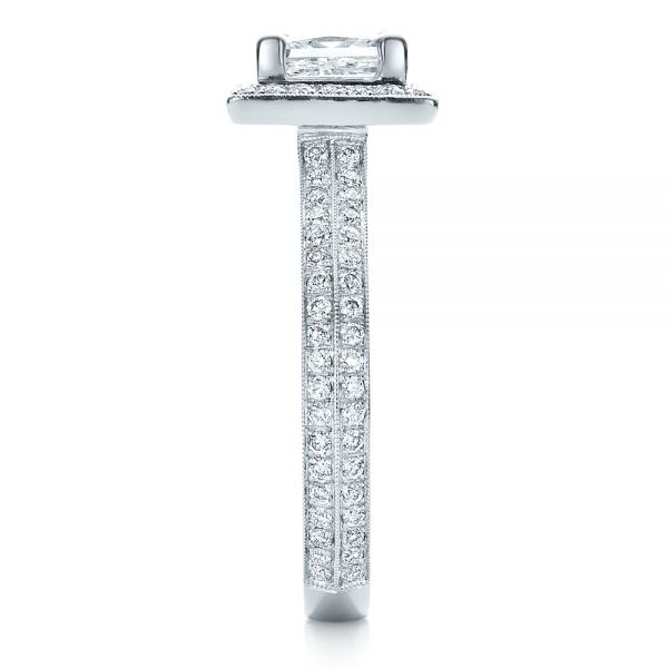 Platinum Platinum Custom Princess Cut Diamond Engagement Ring - Side View - 100250