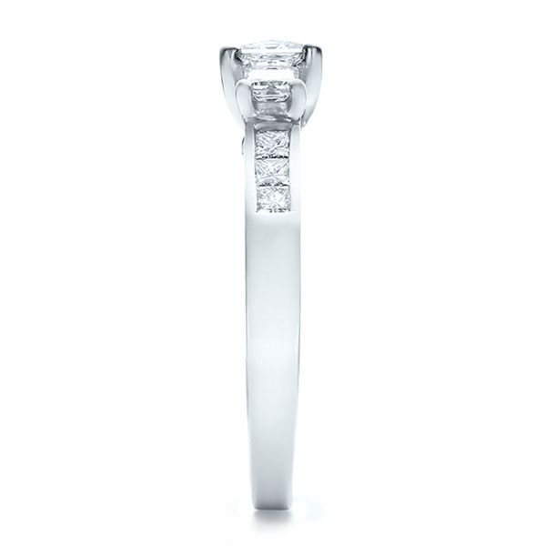 Platinum Custom Princess Cut Diamond Engagement Ring - Side View - 100632