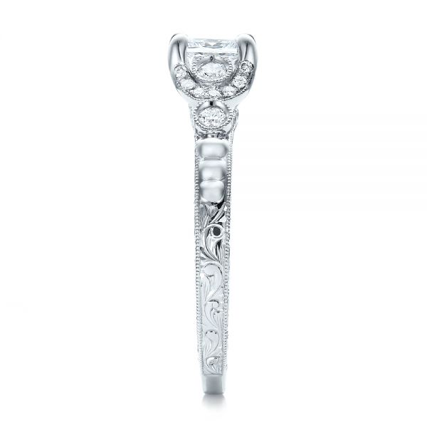 18k White Gold Custom Princess Cut Diamond Engagement Ring - Side View - 100778