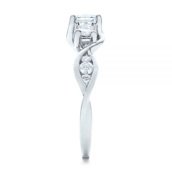 14k White Gold Custom Princess Cut Diamond Engagement Ring - Side View -  101223