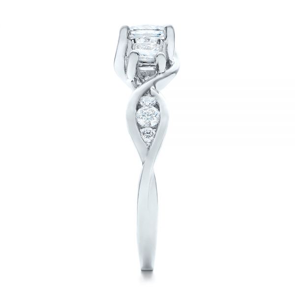 14k White Gold Custom Princess Cut Diamond Engagement Ring - Side View - 101223