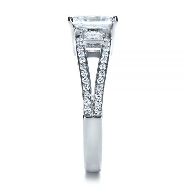 18k White Gold Custom Princess Cut Diamond Engagement Ring - Side View - 1208