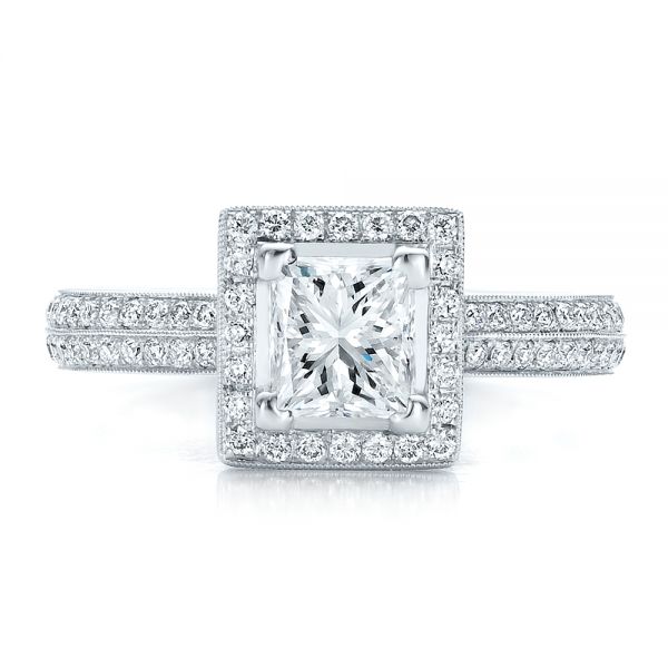 Platinum Platinum Custom Princess Cut Diamond Engagement Ring - Top View - 100250