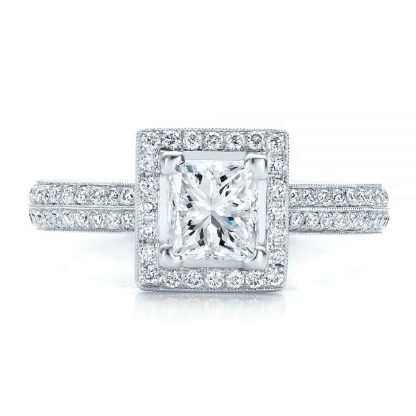  Platinum Platinum Custom Princess Cut Diamond Engagement Ring - Top View -  100250