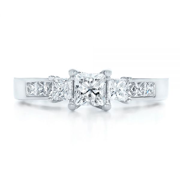 14k White Gold 14k White Gold Custom Princess Cut Diamond Engagement Ring - Top View -  100632