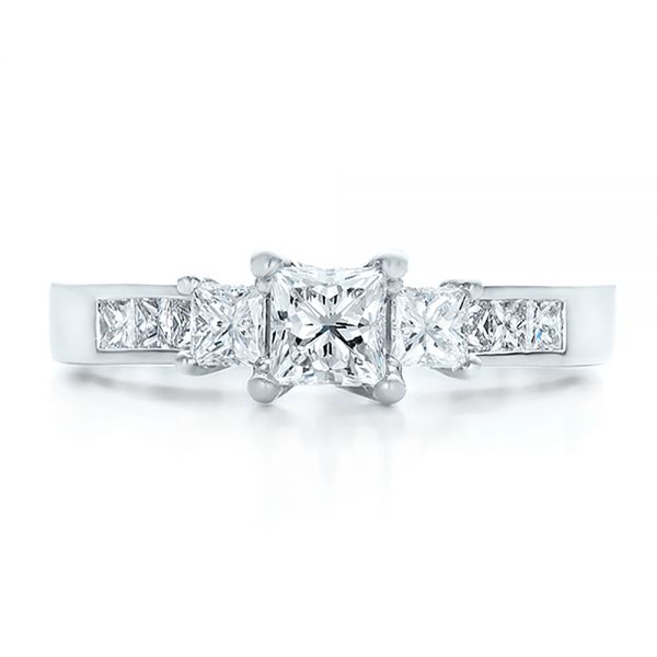 Platinum Custom Princess Cut Diamond Engagement Ring - Top View - 100632