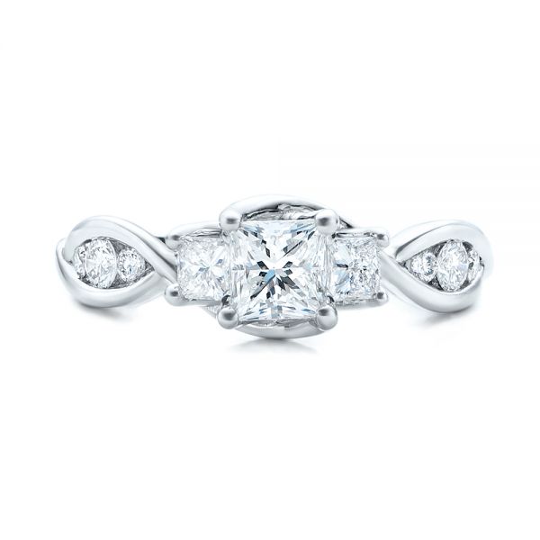 14k White Gold Custom Princess Cut Diamond Engagement Ring - Top View -  101223