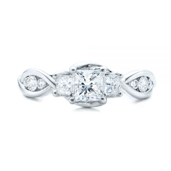 14k White Gold Custom Princess Cut Diamond Engagement Ring - Top View - 101223