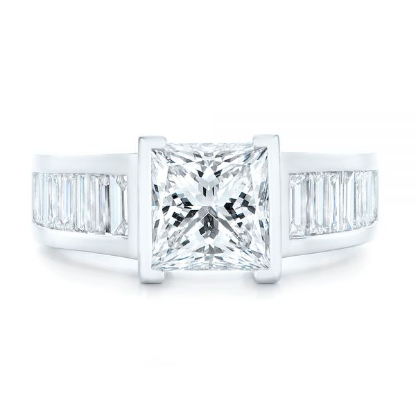 18k White Gold 18k White Gold Custom Princess Cut Diamond Engagement Ring - Top View -  102536