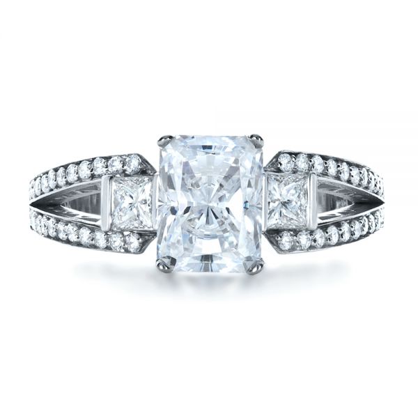 18k White Gold Custom Princess Cut Diamond Engagement Ring - Top View -  1208