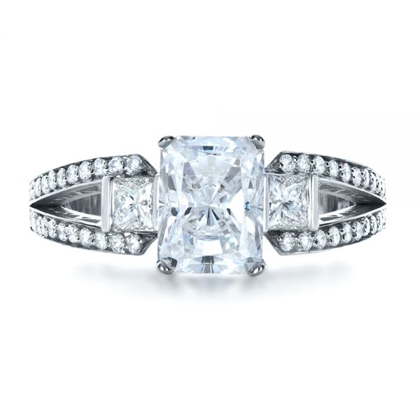 18k White Gold Custom Princess Cut Diamond Engagement Ring - Top View - 1208