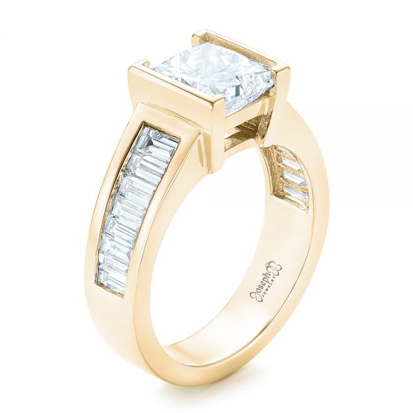 14k Yellow Gold 14k Yellow Gold Custom Princess Cut Diamond Engagement Ring - Three-Quarter View - 102536