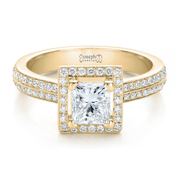 18k Yellow Gold 18k Yellow Gold Custom Princess Cut Diamond Engagement Ring - Flat View -  100250