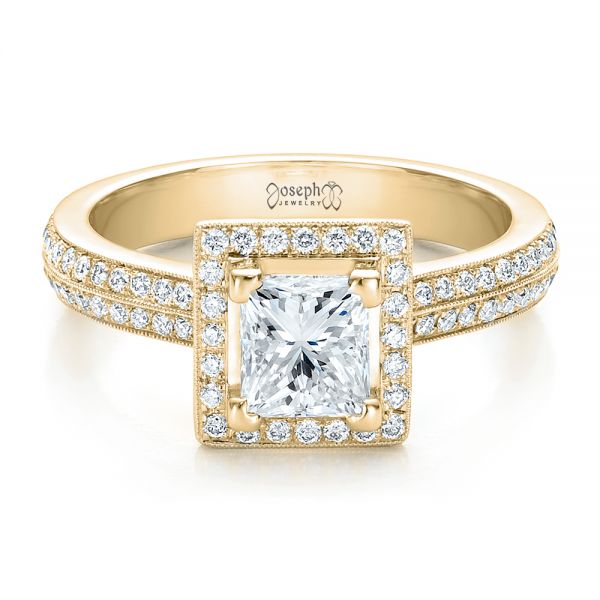 18k Yellow Gold 18k Yellow Gold Custom Princess Cut Diamond Engagement Ring - Flat View - 100250