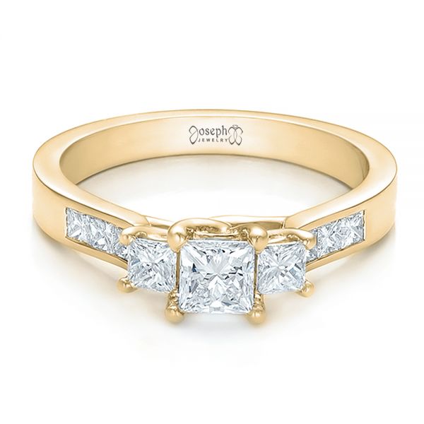 18k Yellow Gold 18k Yellow Gold Custom Princess Cut Diamond Engagement Ring - Flat View - 100632