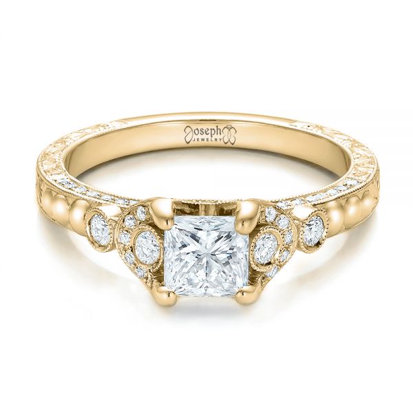 14k Yellow Gold 14k Yellow Gold Custom Princess Cut Diamond Engagement Ring - Flat View -  100778