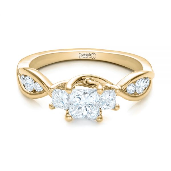 18k Yellow Gold 18k Yellow Gold Custom Princess Cut Diamond Engagement Ring - Flat View -  101223