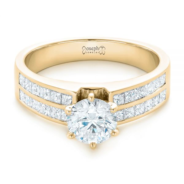 18k Yellow Gold 18k Yellow Gold Custom Princess Cut Diamond Engagement Ring - Flat View -  102399