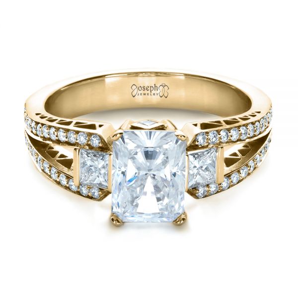 14k Yellow Gold 14k Yellow Gold Custom Princess Cut Diamond Engagement Ring - Flat View - 1208