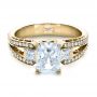 18k Yellow Gold 18k Yellow Gold Custom Princess Cut Diamond Engagement Ring - Flat View -  1208 - Thumbnail